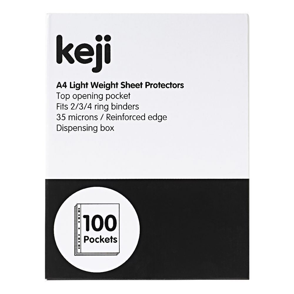 Keji Sheet Protector A4 Light Weight 100 Pack