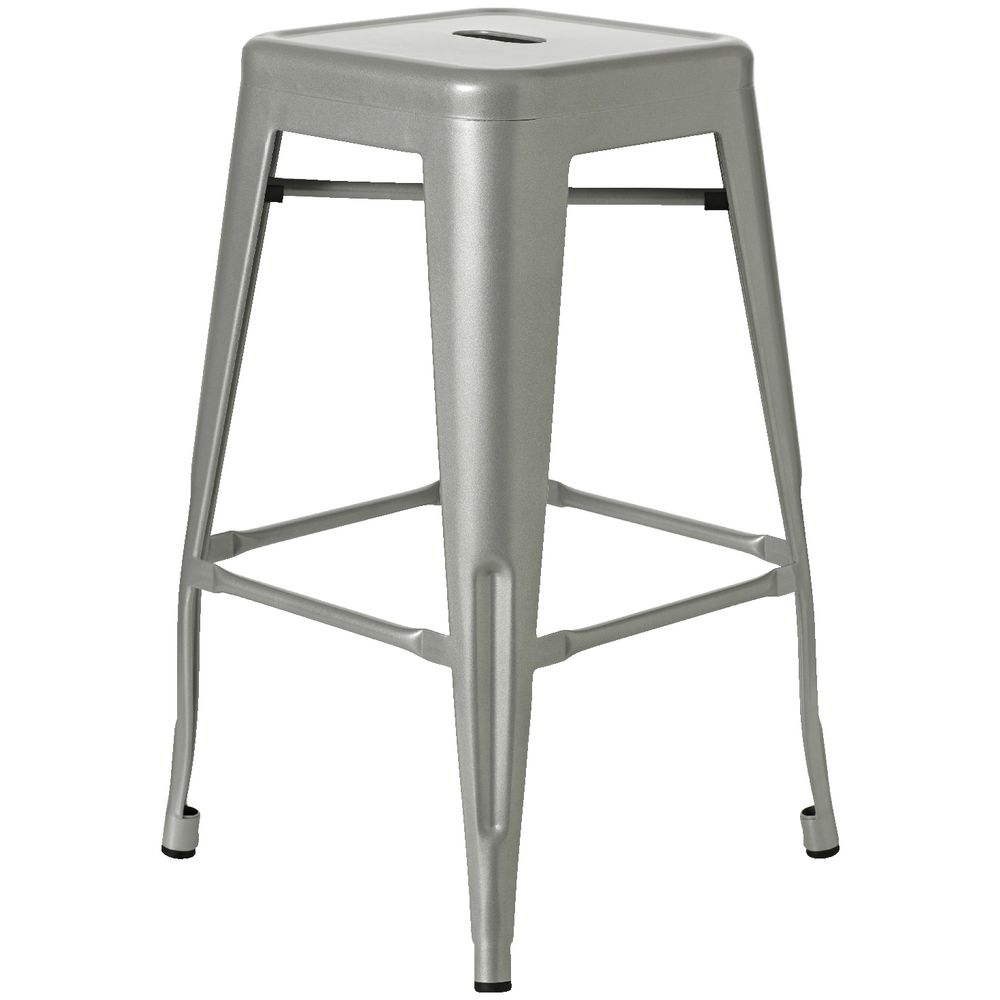 Steel Stacking Stool Gloss Silver