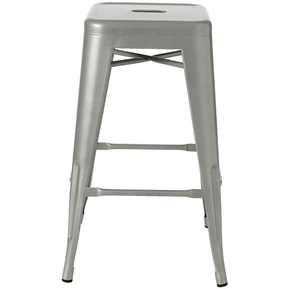 Steel Stacking Stool Gloss Silver