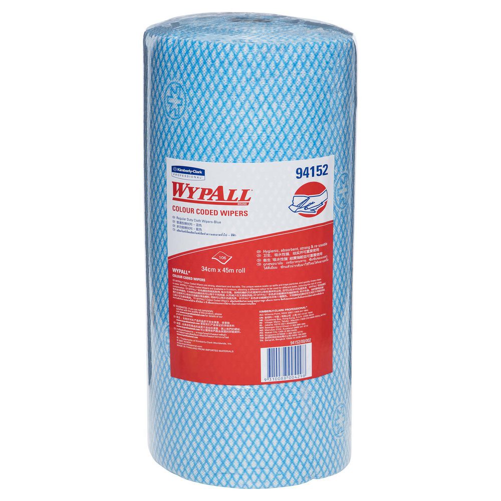 WyPall Colour Coded Wipe Roll 45m 6 Pack Blue