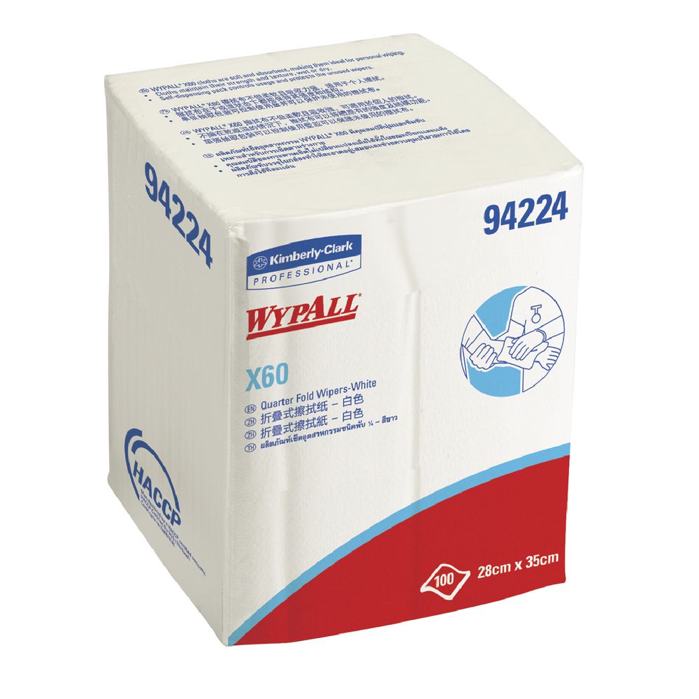 Wypall X60 Single Sheet Wipers White 100 Sheets 8 Pack