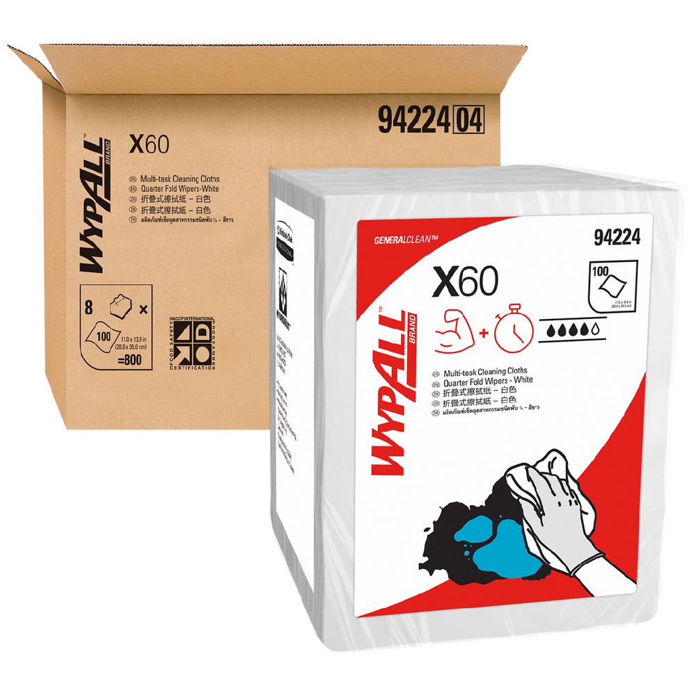 Wypall X60 Pop-Up Box Wipers 100 Sheet 8 Pack