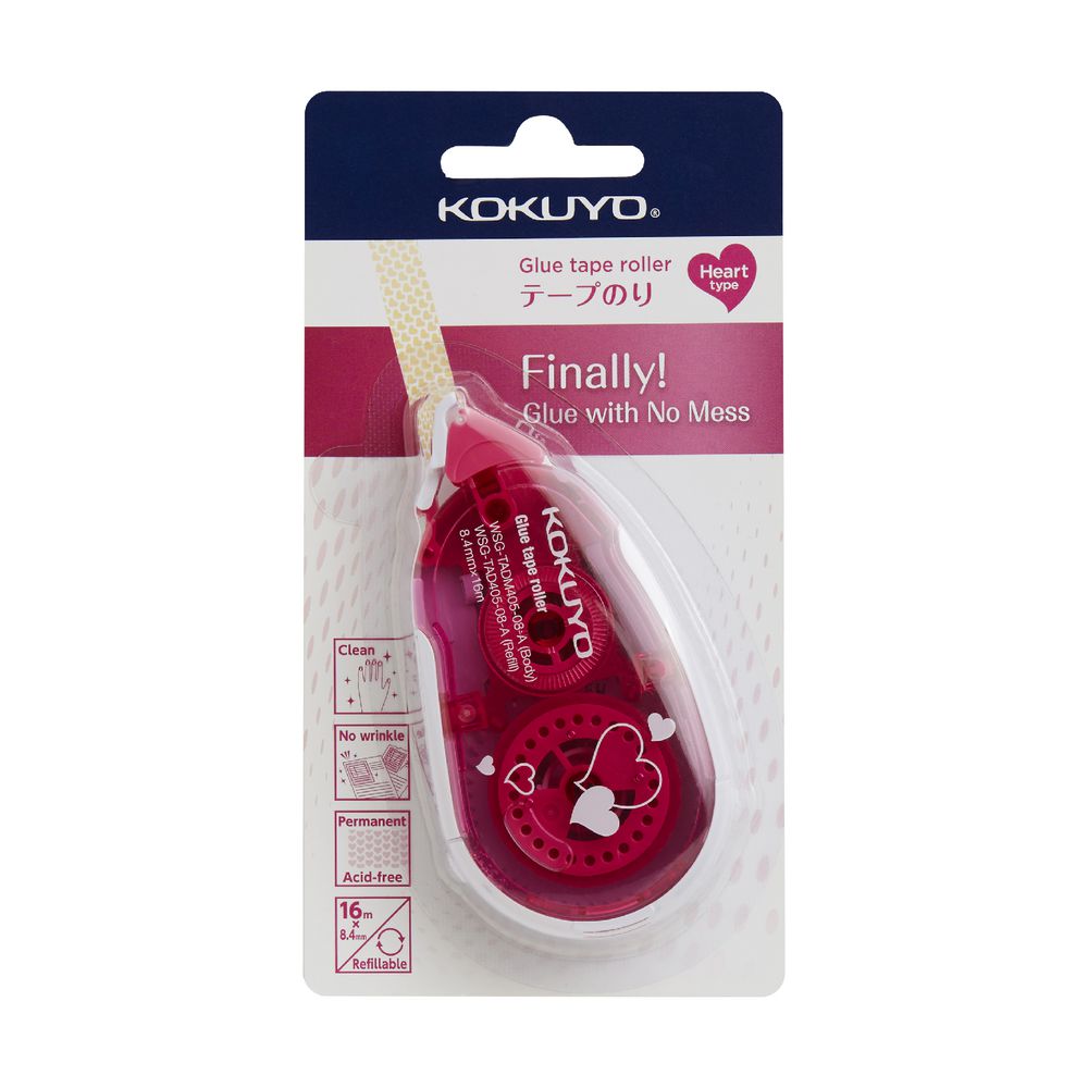 Kokuyo Dotliner Glue Tape Cute Heart 8.4mm x 16m Pink