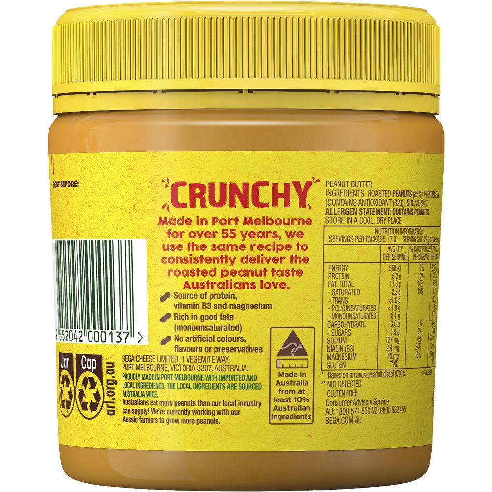 Bega Peanut Butter Crunchy 375g
