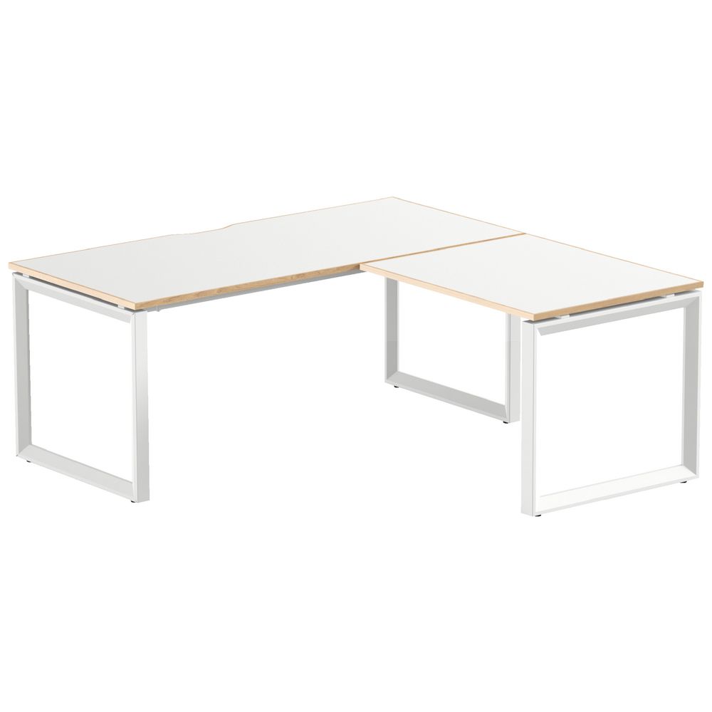 Stilford Professional Workstation 1800mm White/White/Oak