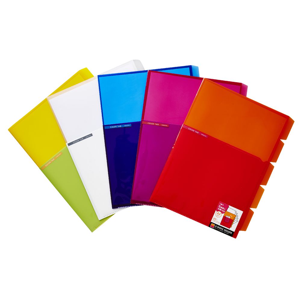 Kokuyo Color Tag A4 Bi-Color Letter File 5 Tab Pink/Dark Pink