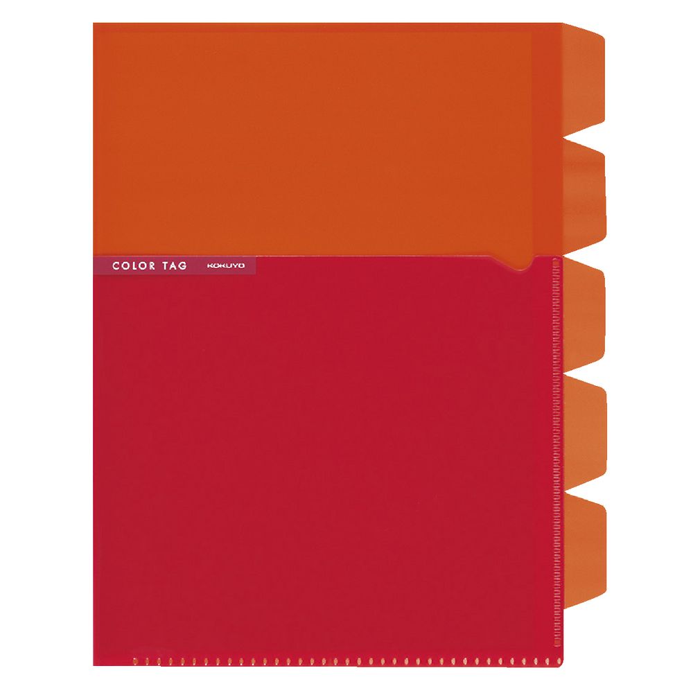 Kokuyo Color Tag A5 Bi-Color Letter File 5 Tab Orange/Red