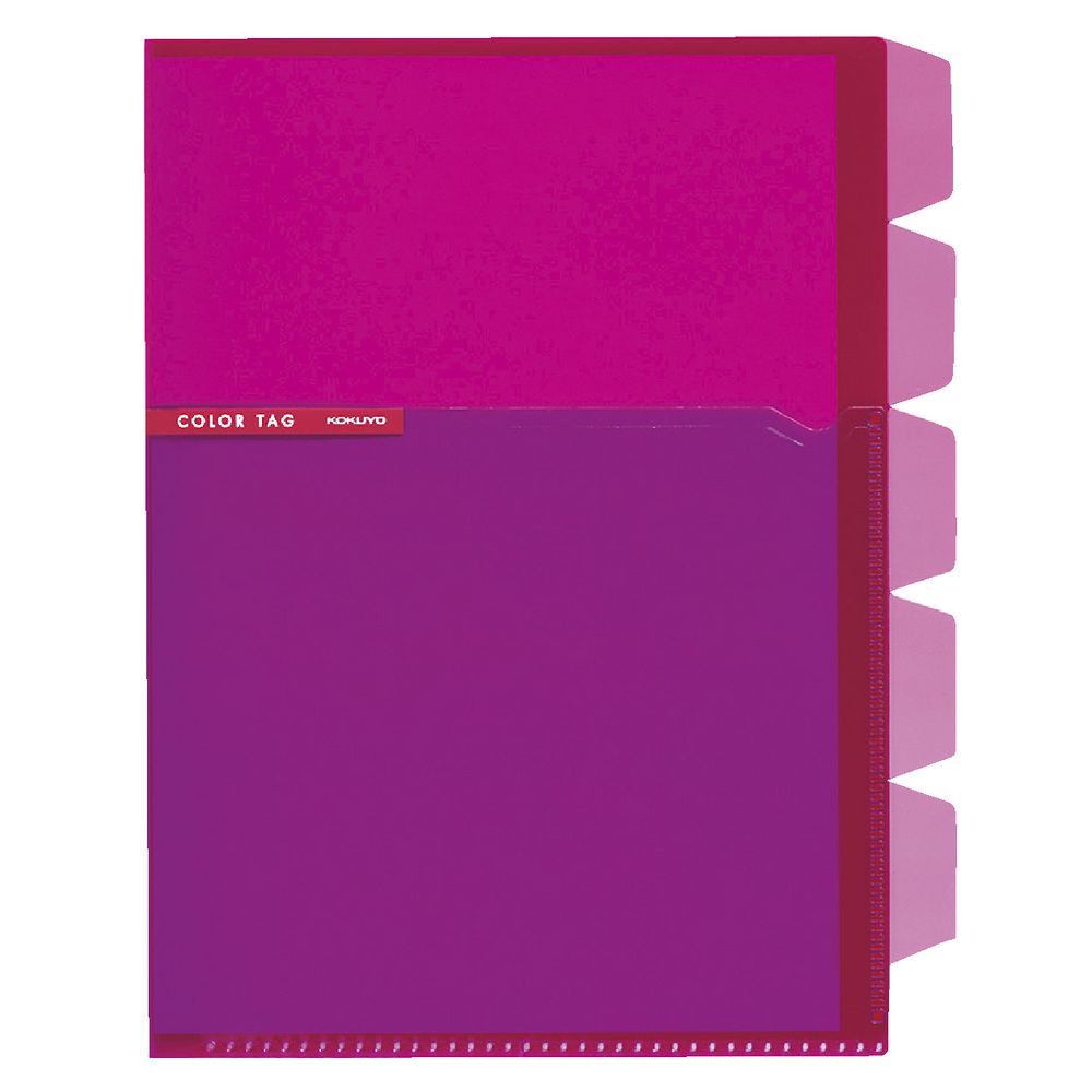 Kokuyo Color Tag A5 Bi-Color Letter File 5 Tab Pink/Dark Pink
