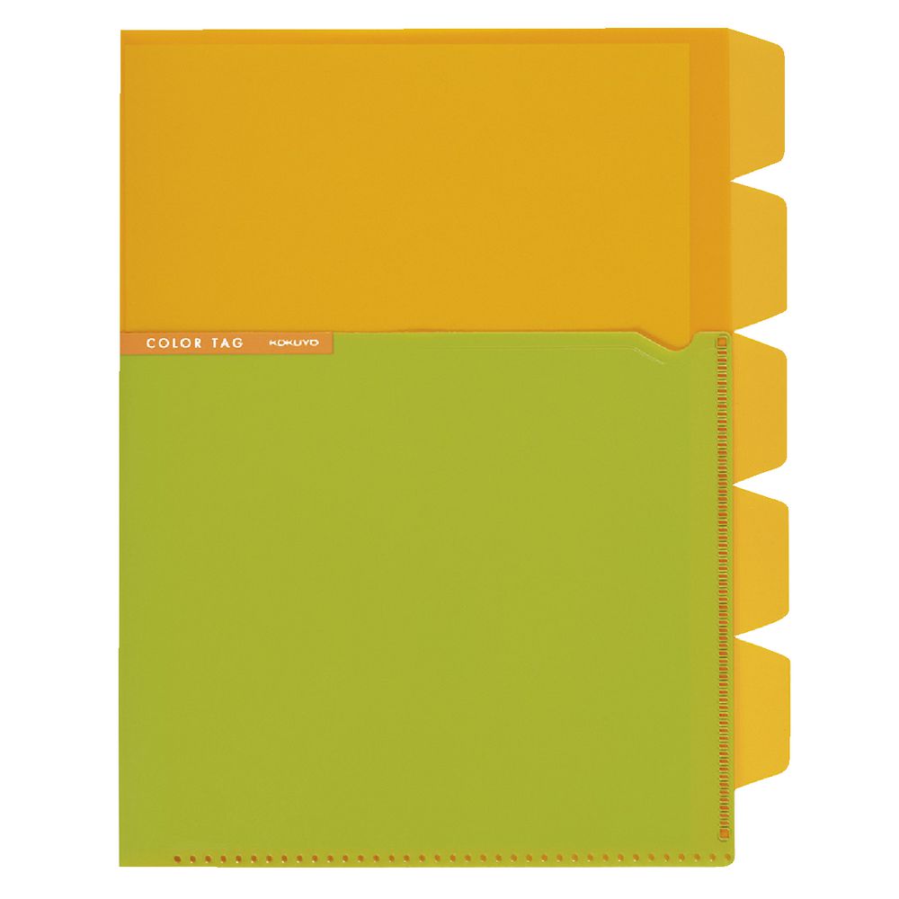 Kokuyo Color Tag A5 Bi-Color Letter File 5 Tab Yellow/Green