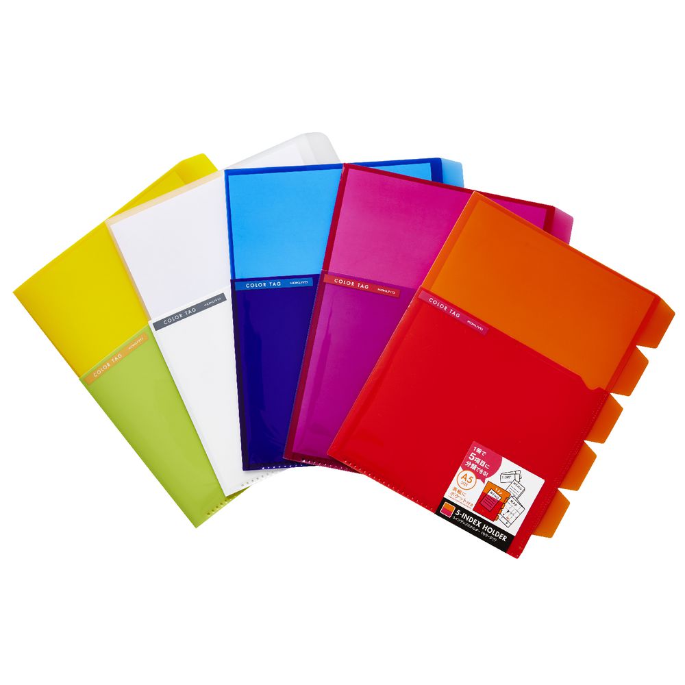 Kokuyo Color Tag A5 Bi-Color Letter File 5 Tab Blue/Purple