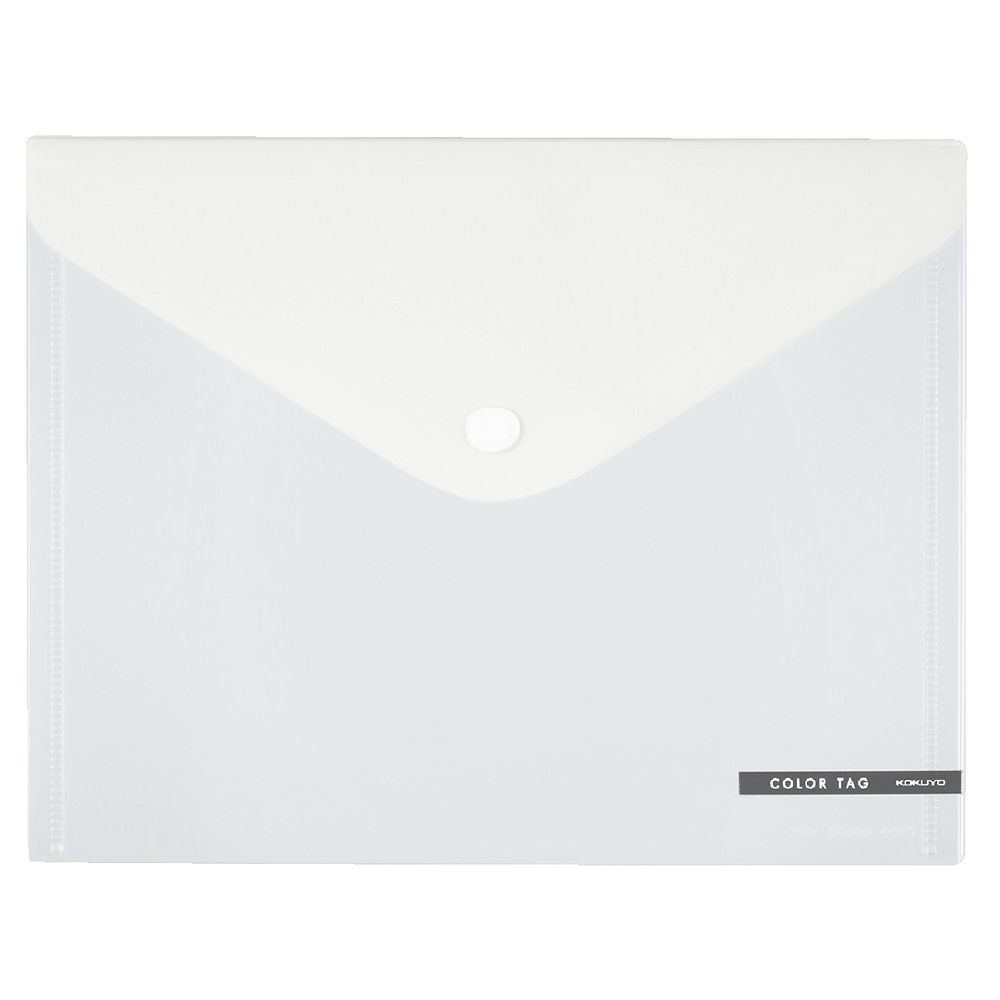 Kokuyo Bi-Color A5 Document Wallet Button Large White/Clear