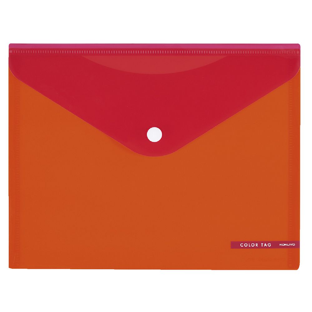 Kokuyo Bi-Color A5 Document Wallet Button Large Orange/Red