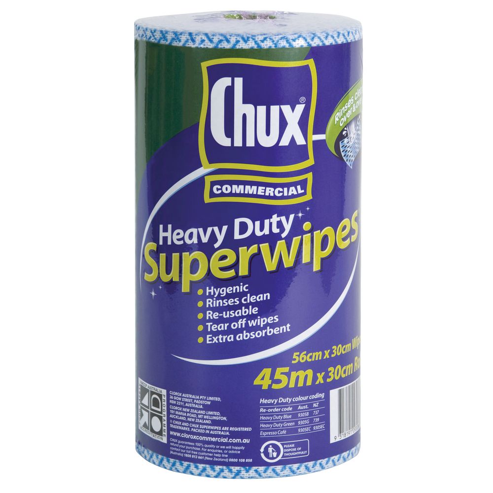 Chux Heavy Duty Super Wipes Cloth Roll Blue