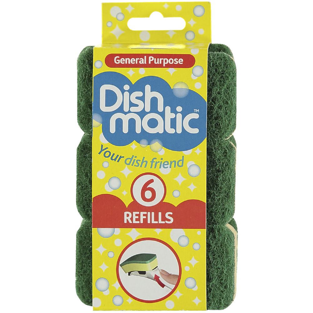 Dishmatic Heavy Duty Sponge Refill 6 Pack Officeworks