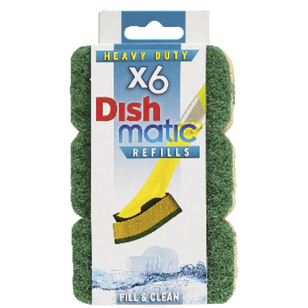 Dishmatic Heavy Duty Sponge Refill 6 Pack Officeworks