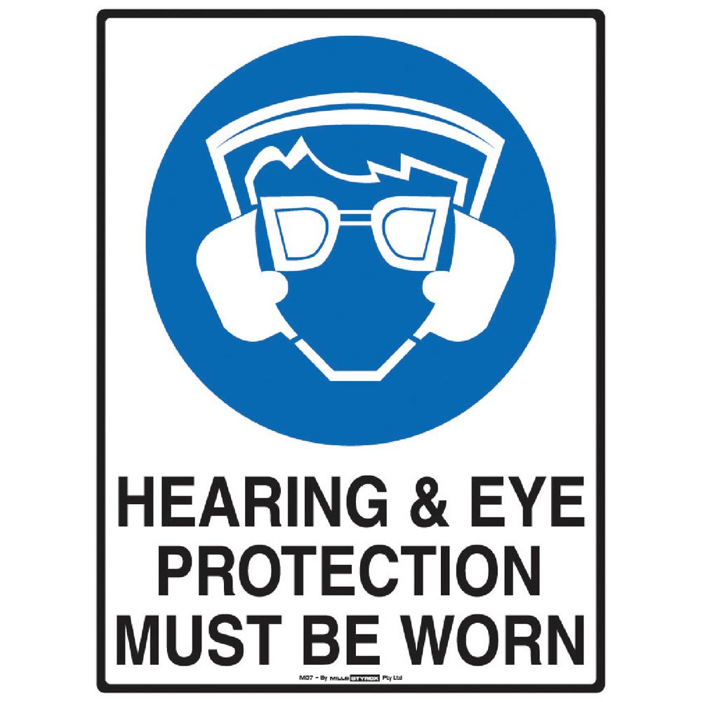 Mills Display Hearing and Eye Protection Sign 225 x 300mm