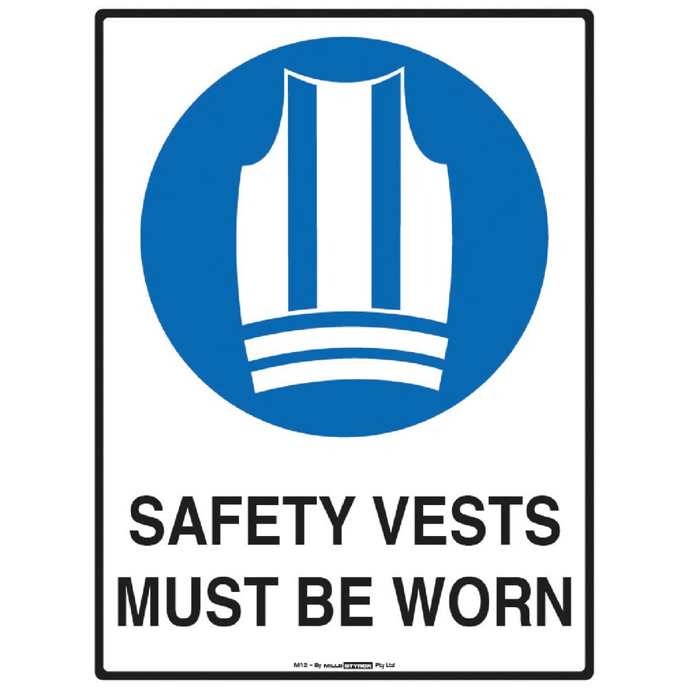 Mills Display Safety Vests Sign 225 x 300mm Officeworks