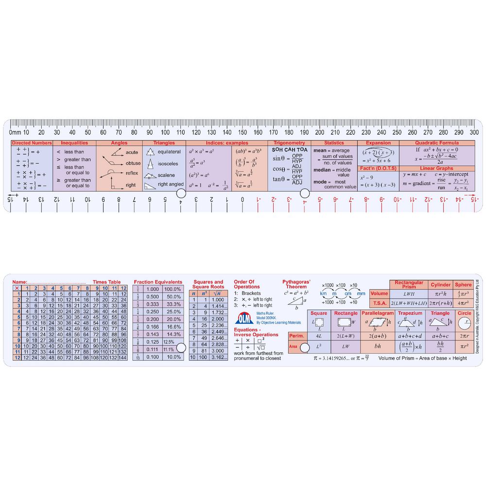 OLM R300NX Mathematics Ruler 30cm