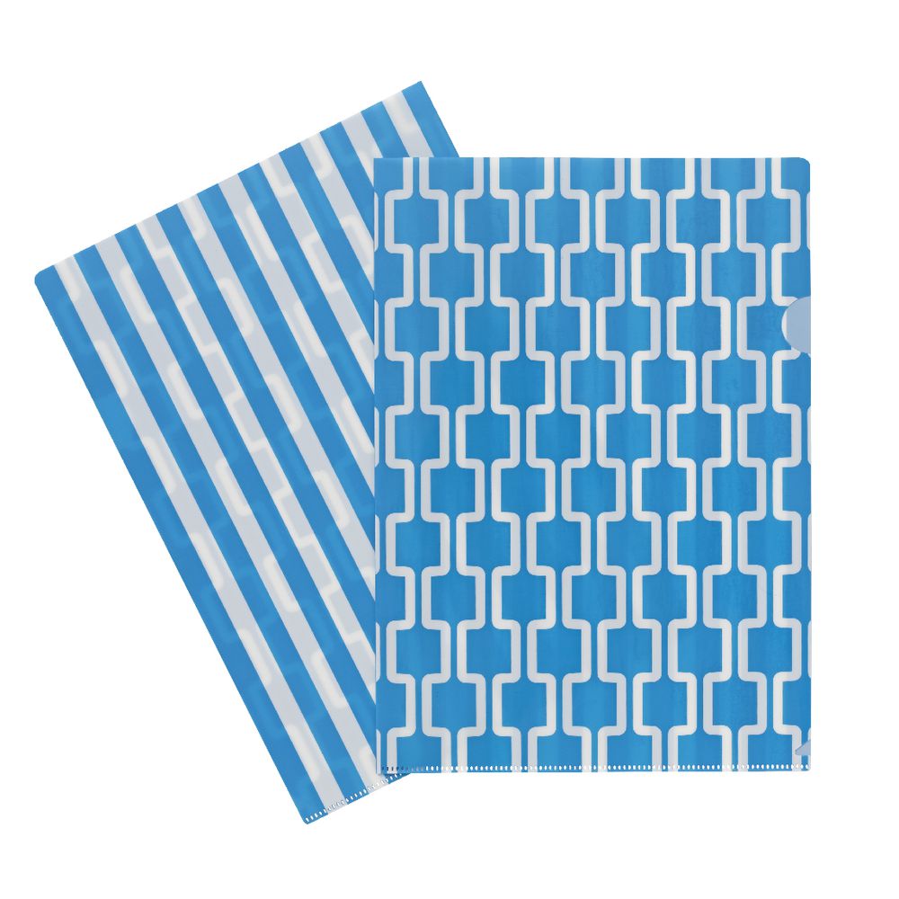Letter File A4 Single Printed Blue Chevron