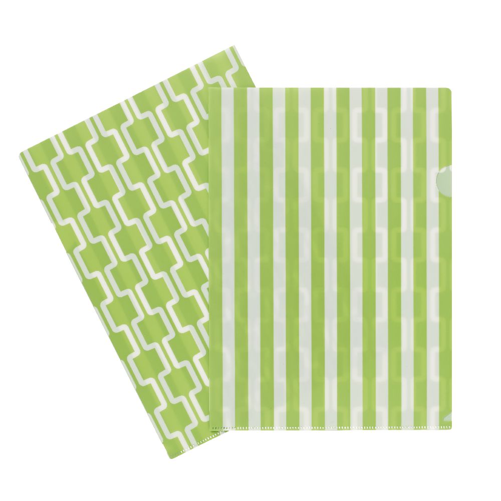 Letter File A4 Single Printed Green Stripe