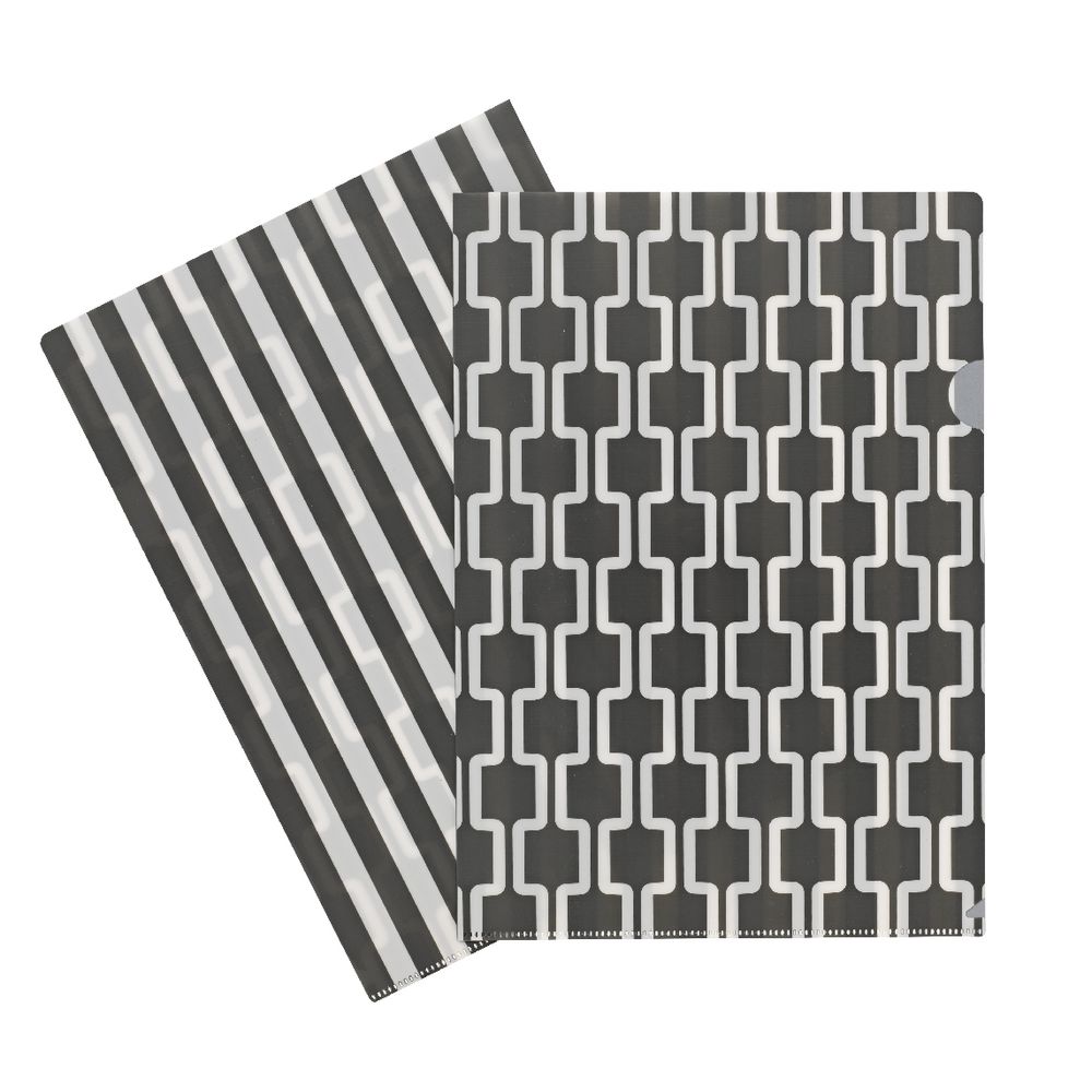 Letter File A4 Single Printed Grey Chevron