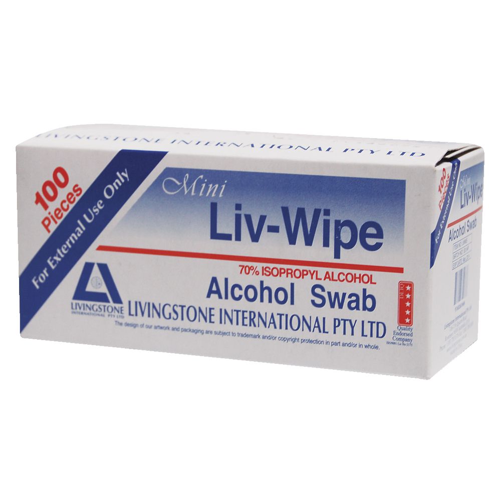 Livingstone Mini Liv-Wipe Alcohol Swab 100 Pack