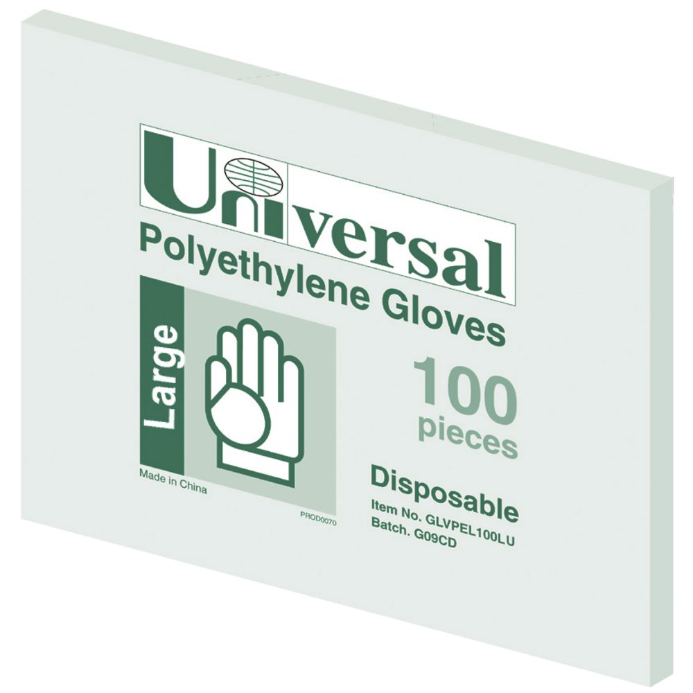 Universal Polyethylene Gloves Large 100 Pack