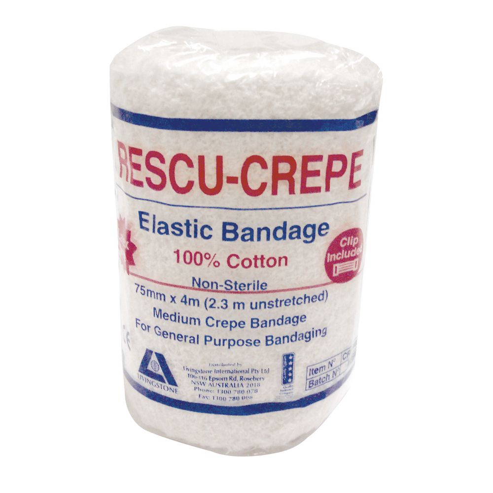 Livingstone Crepe Bandage Medium Weight 75mm x 4m