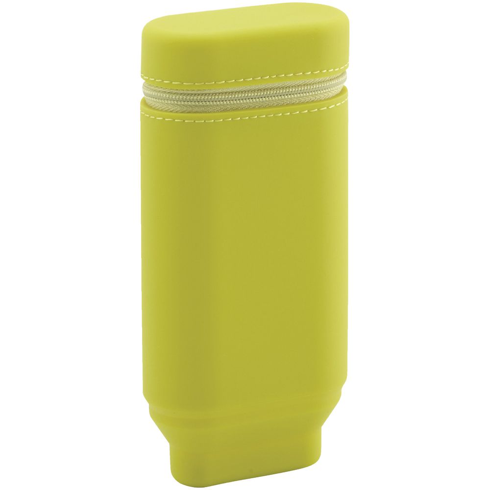 Smart Fit Single Zip Stand Up Oval Silicon Pencil Case Lime