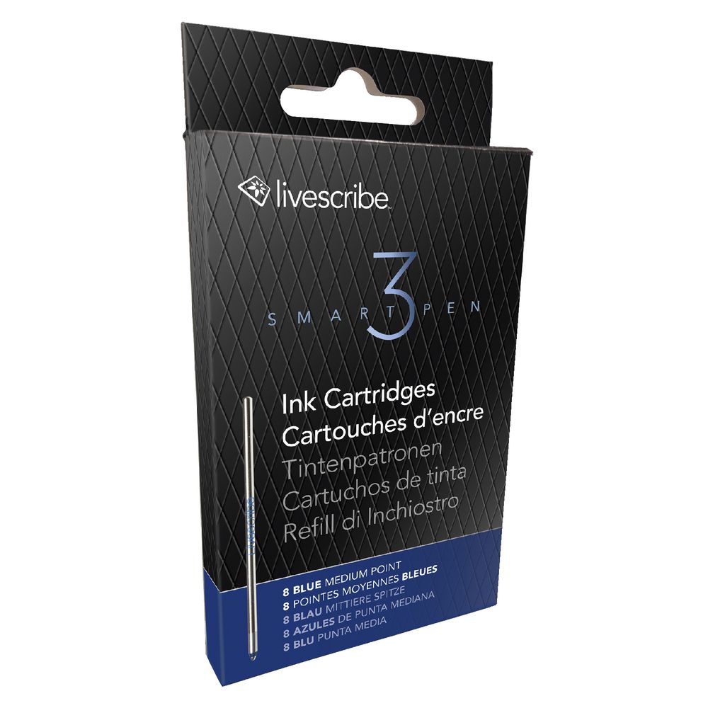 Livescribe 3 Smartpen Ink Cartridge Refill Blue 8 Pack