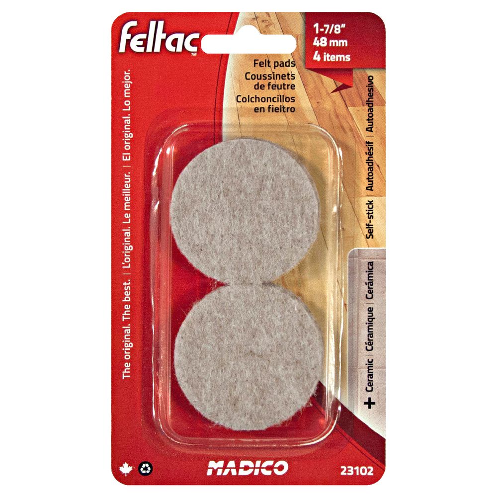 FELTAC Floor Protectors 48mm Round Beige 4 Pack