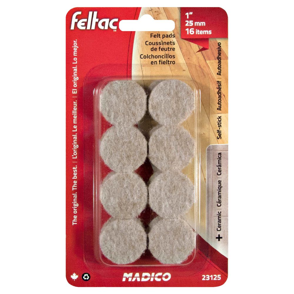 FELTAC Floor Protectors 25mm Round Beige 16 Pack
