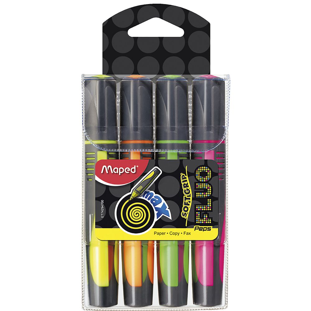 Maped Fluo Max Highlighters Assorted 4 Pack