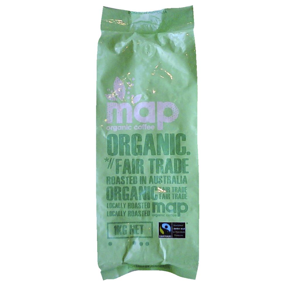 Map Fairtrade Organic Coffee Beans 1kg
