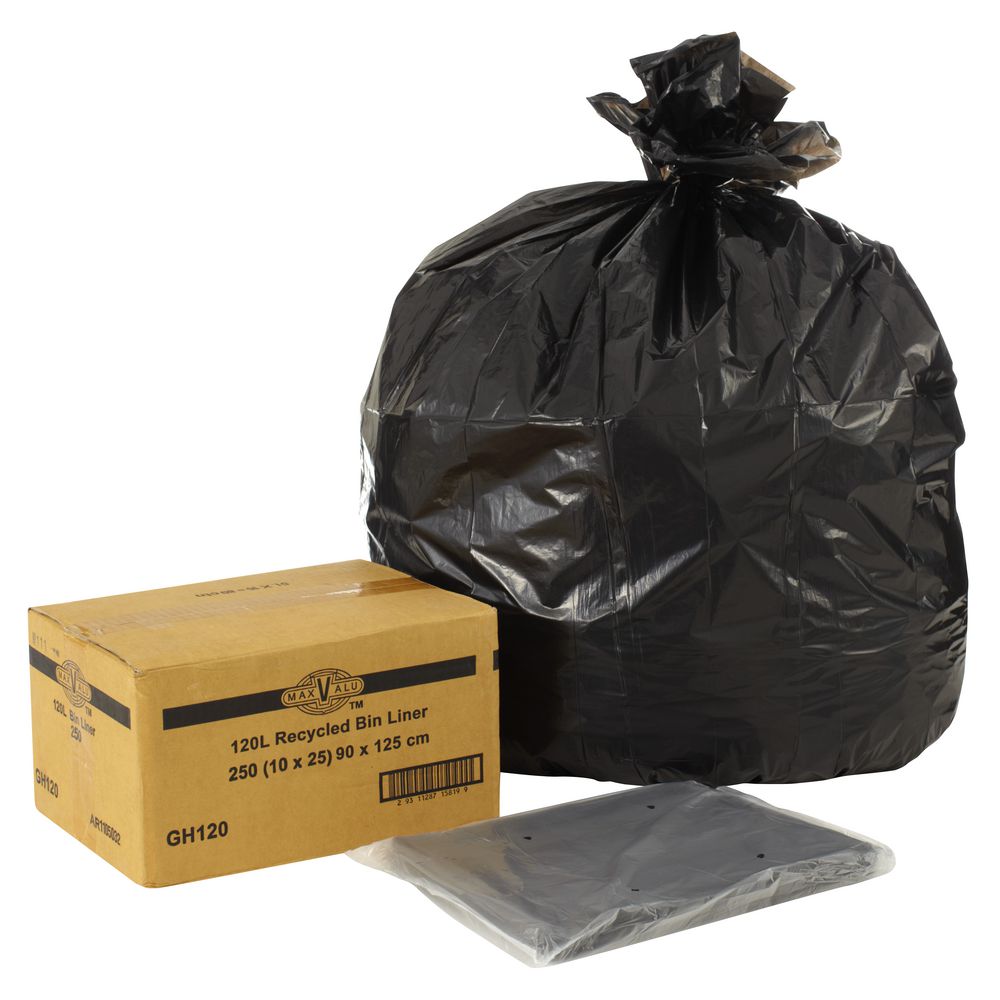 MaxValu Recycled Bin Liners 120L 250 Pack