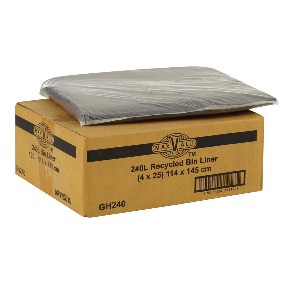 MaxValu Recycled Bin Liner 240L 100 Pack