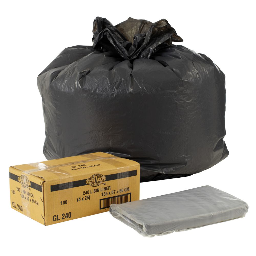 MaxValu Extra Strength Bin Liners 240L 100 Pack Officeworks