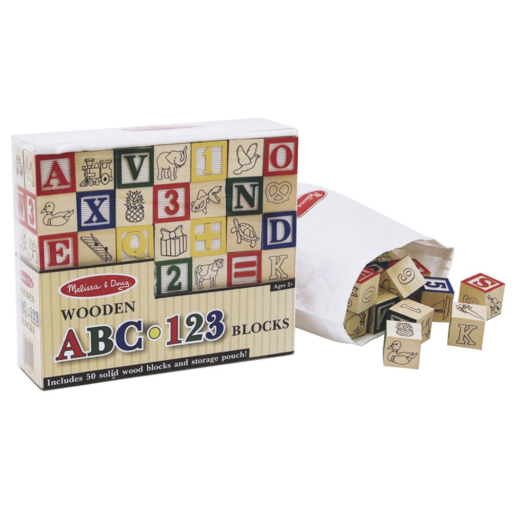 Melissa & Doug Wooden ABC 123 Blocks 50 Pack