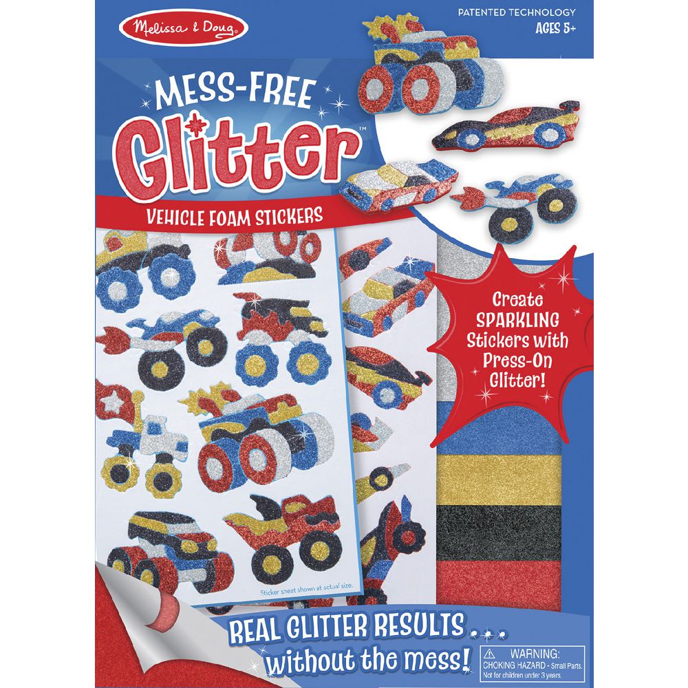 Melissa & Doug Mess-free Glitter Kit Foam Vehicles