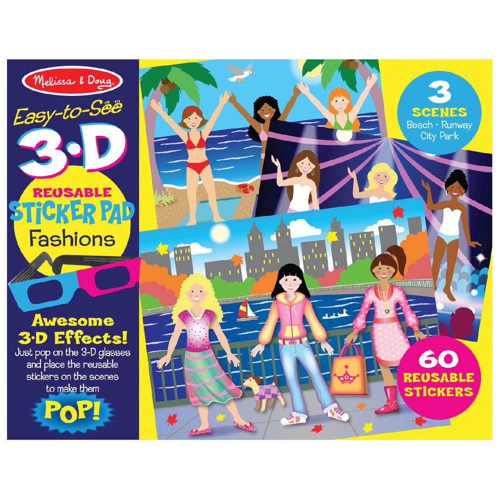 Melissa & Doug Easy-to-See 3D Reusable Sticker Pad Fashions