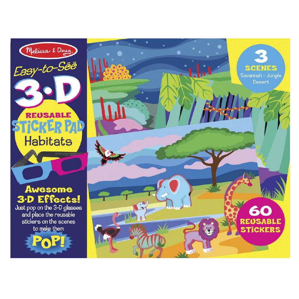Melissa & Doug Easy-to-See 3D Reusable Sticker Pad Habitats