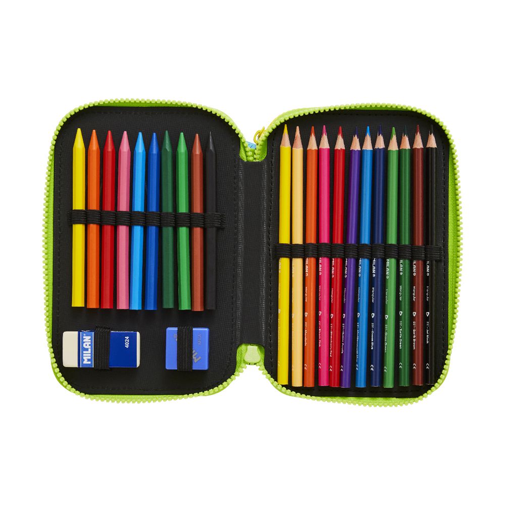 Milan Triple Decker Pencil Case Set Green