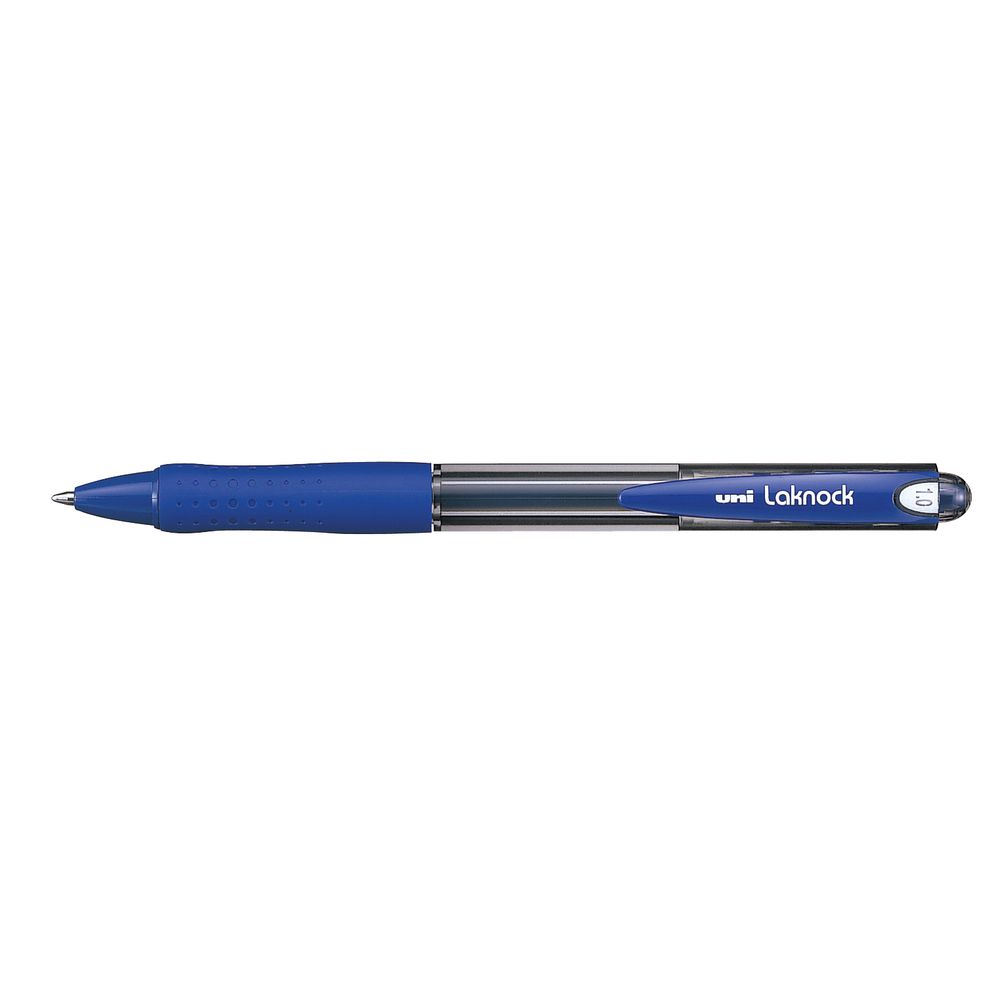 Uni Laknock Medium Retractable Ballpoint Pens Blue 12 Pack