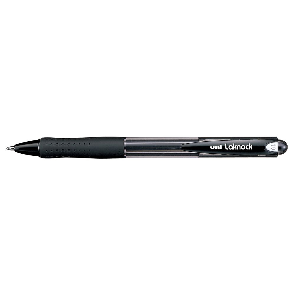 Uni Laknock Medium Retractable Ballpoint Pens Black 12 Pack