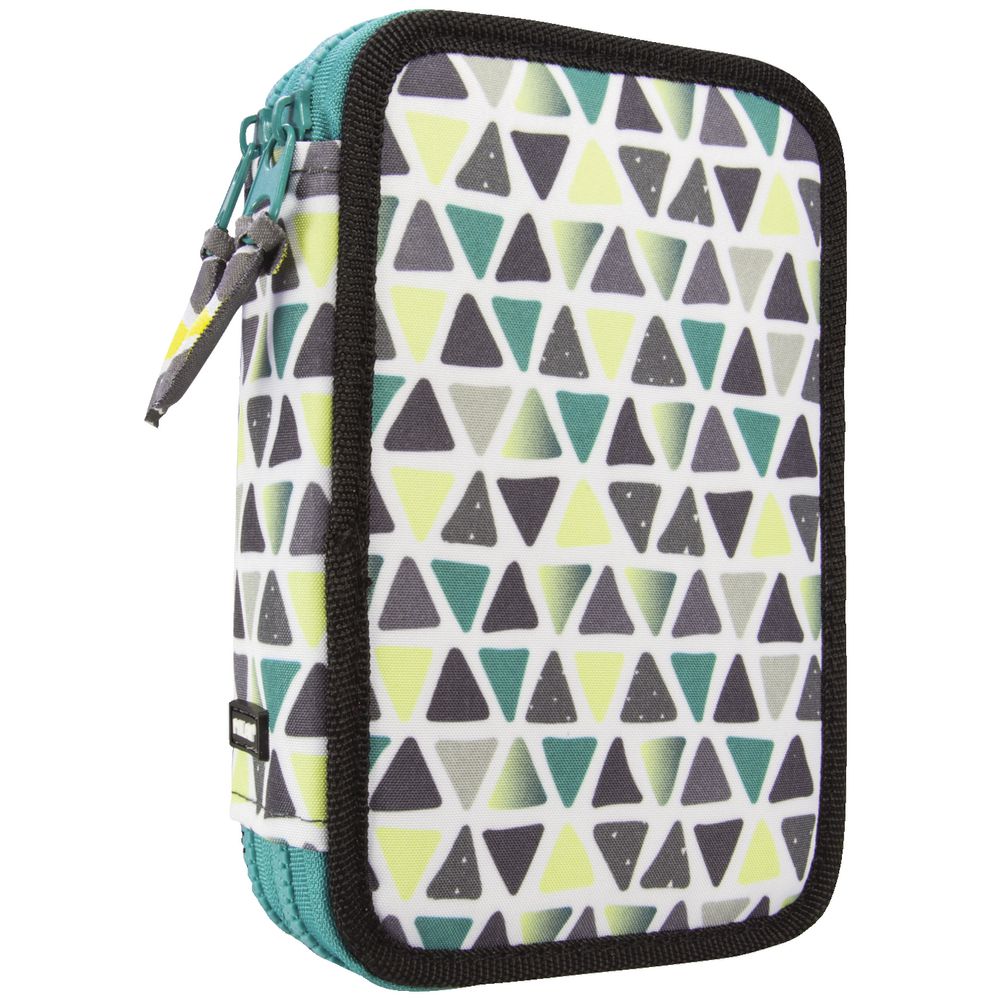 Milan Double Decker Pencil Case Set Geo Blue/Grey Tartan