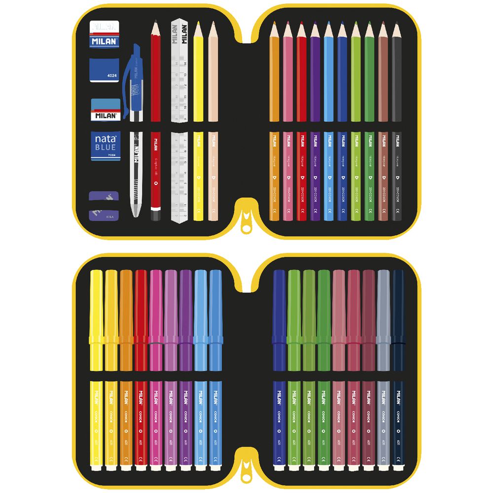 Milan Double Decker Pencil Case Set Monsters