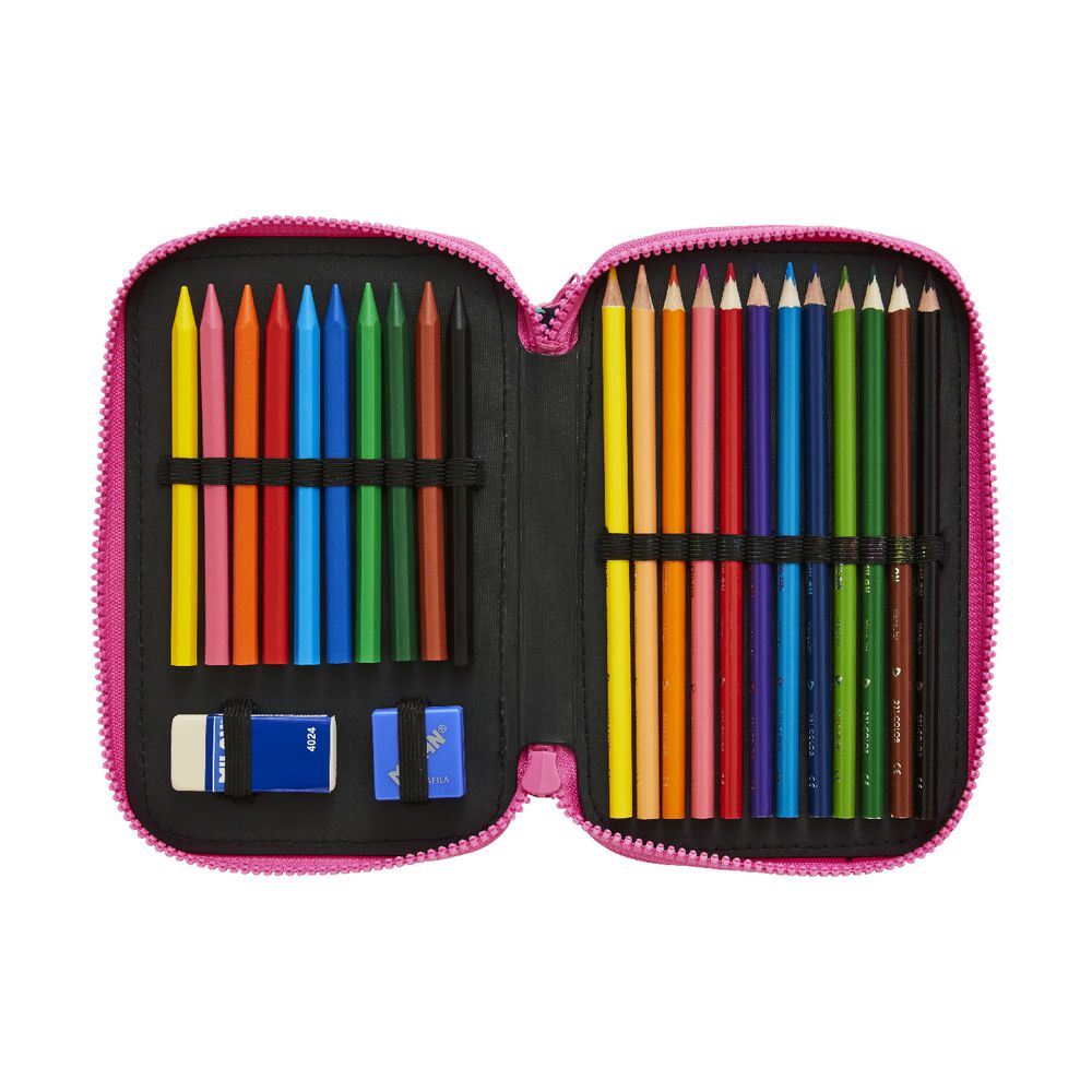 Milan Triple Decker Pencil Case Set Animal Anchor Club Purple