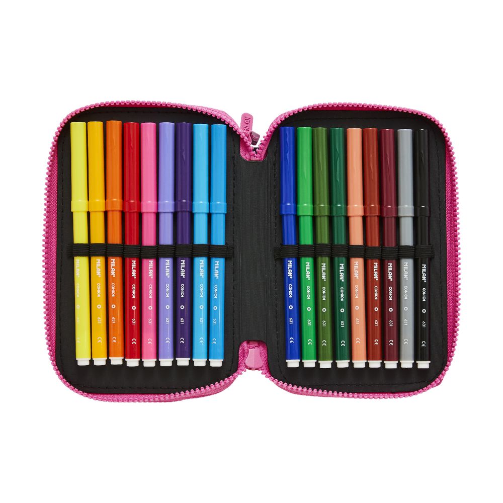 Milan Triple Decker Pencil Case Set Animal Anchor Club Purple