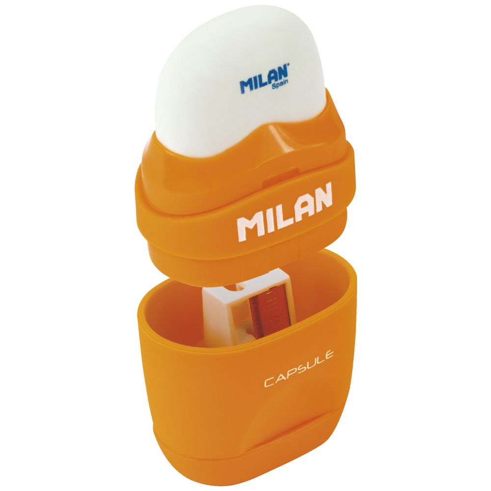 Milan Fluo 1 Hole Sharpener and Eraser