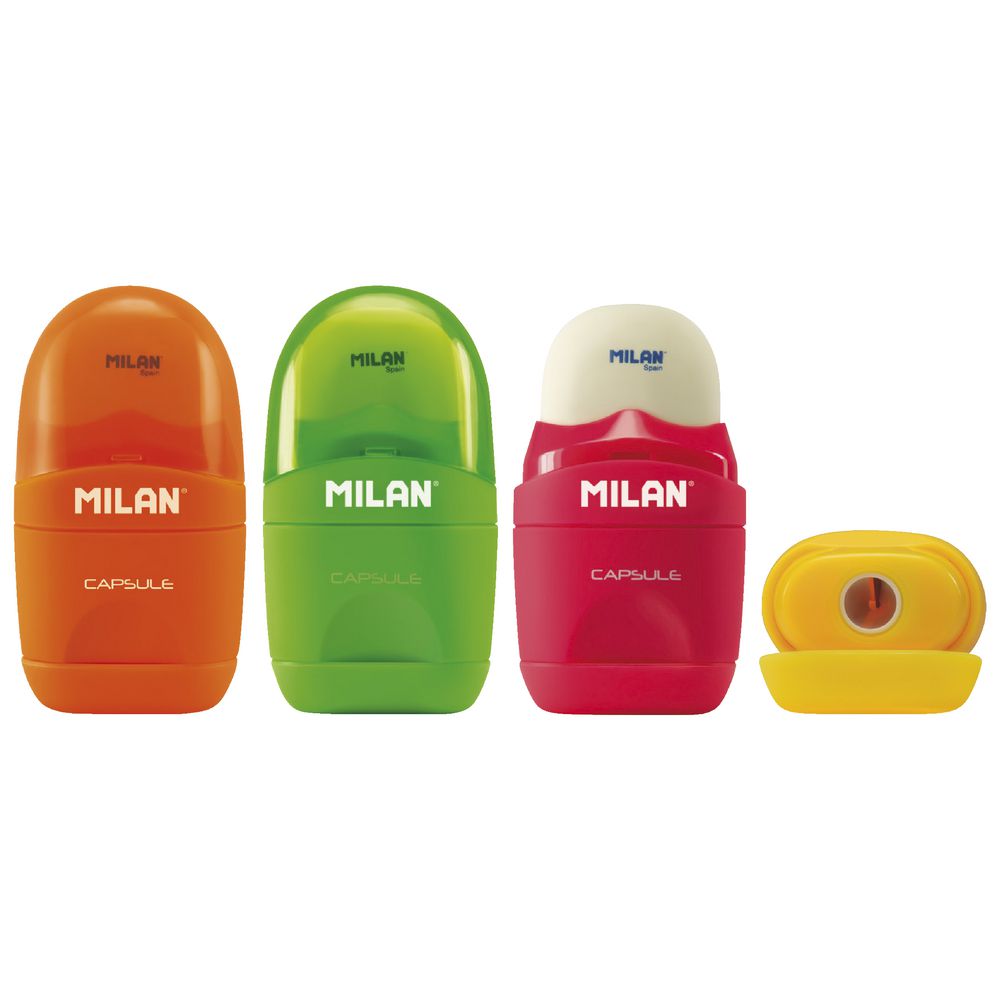 Milan Fluo 1 Hole Sharpener and Eraser